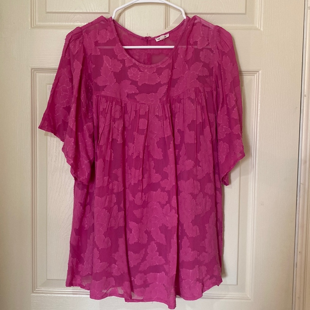 Hot pink short sleeve blouse